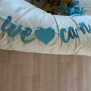 Blue Glitter Sign - “We can bearly wait”